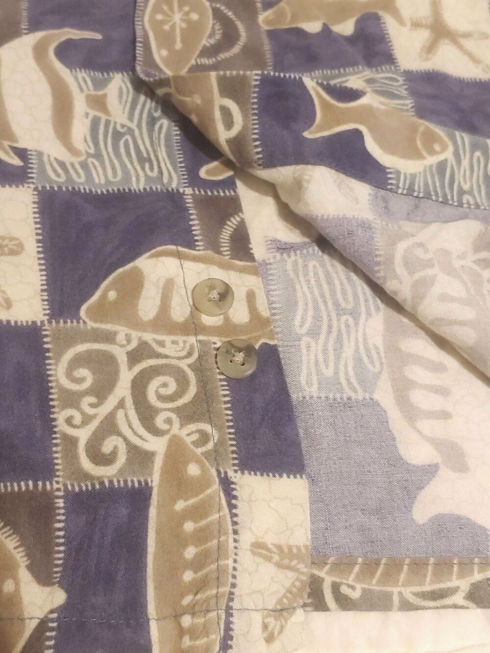 VTG Pierre Cardin Hawaiian Shirt Aloha Beach Island Camp Blue Fish Men's L - Picture 6 of 8